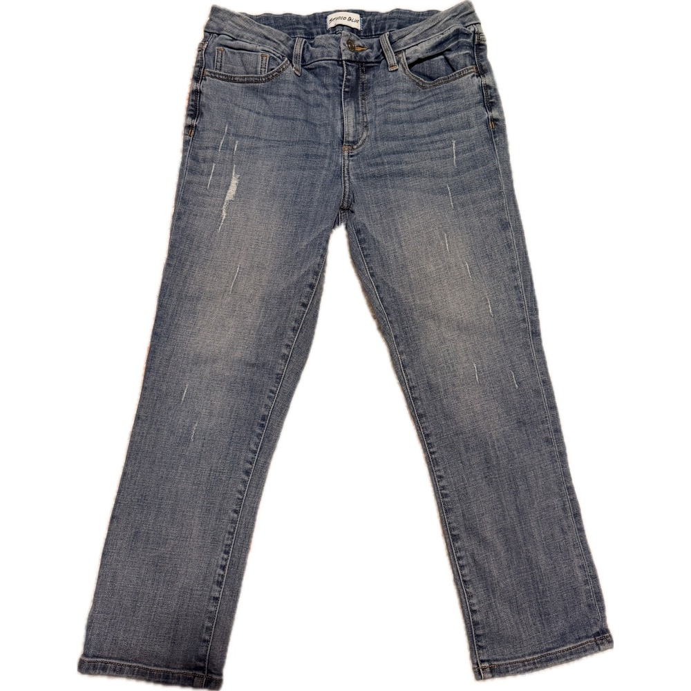 Studio Blue Womens Straight Leg Jeans Medium Wash Distressed Size 30 ESB01571SS